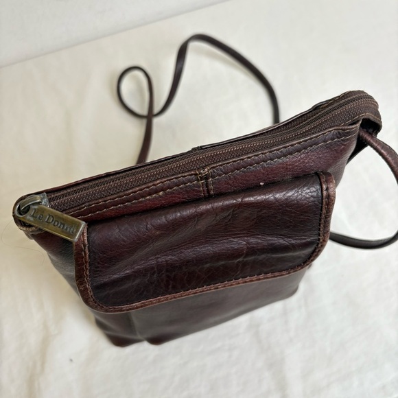 LE DONNE Vintage Genuine Leather Crossbody Bag Purse Minimalist Neutral Boho - Picture 9 of 14